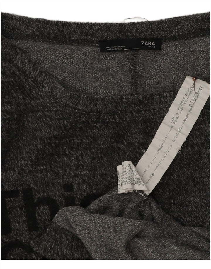 Zara Damen-Oberteil mit Grafik, übergroß, langärmlig, Größe S, Grau meliert