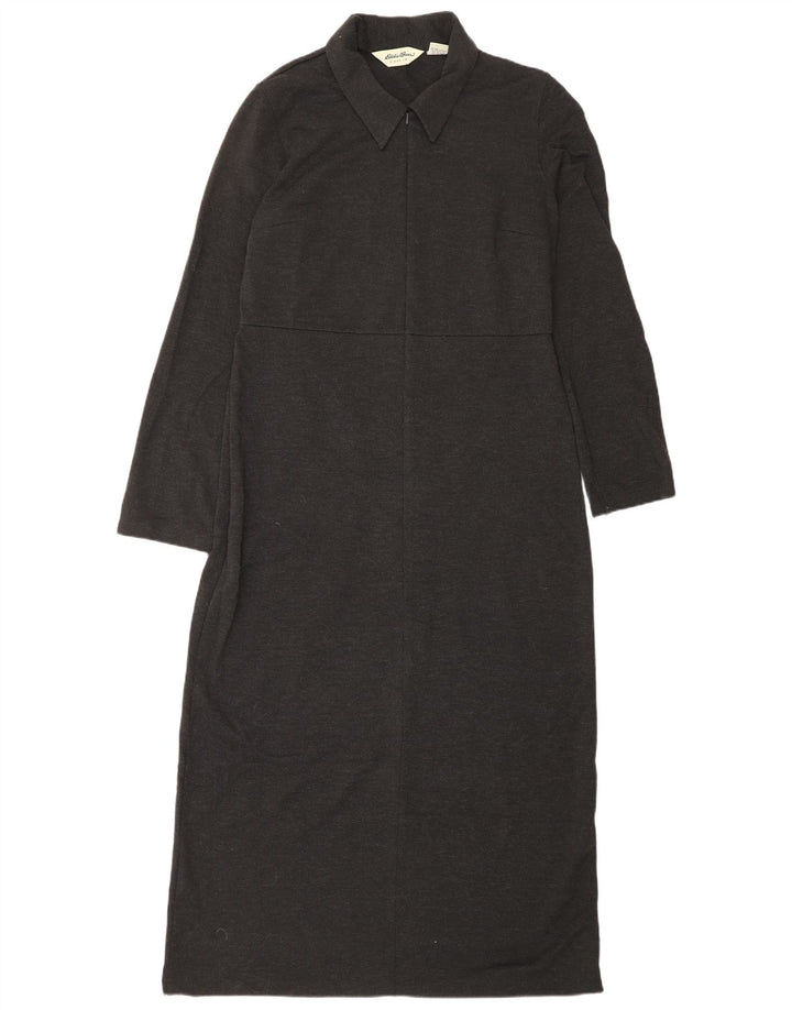 EDDIE BAUER Damen Maxikleid in Übergröße, langärmlig, Gr. 10, Größe S, Grau