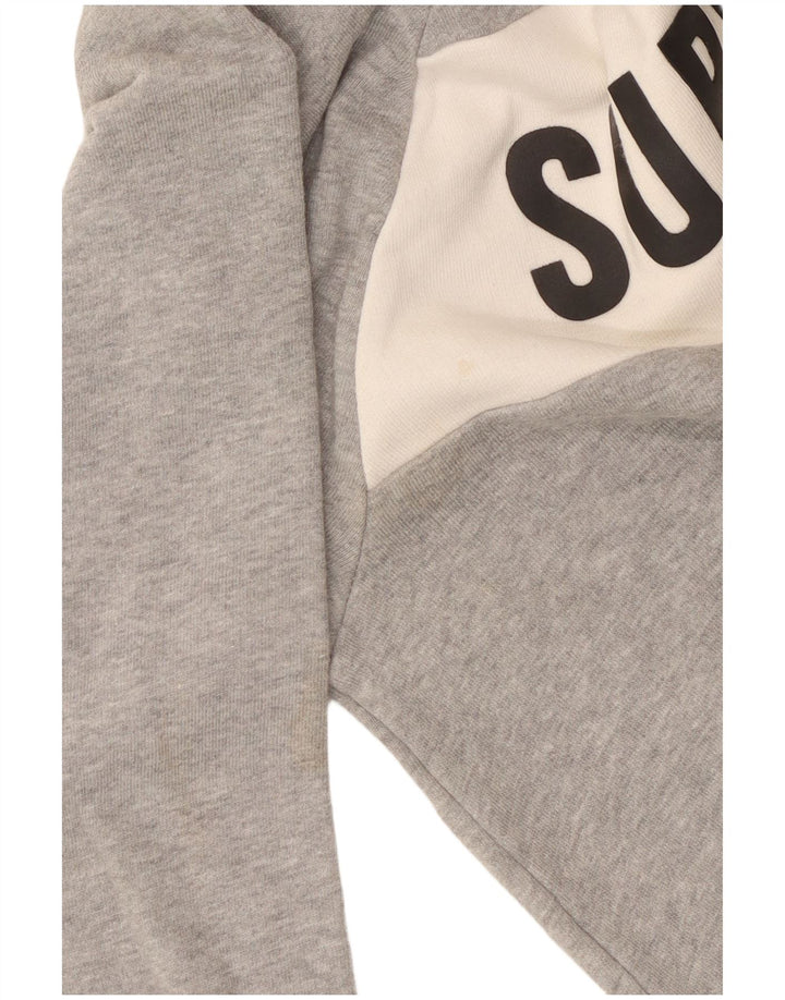 Superdry Damen Crop Graphic Sweatshirt Pullover UK 14 Mittelgraue Baumwolle