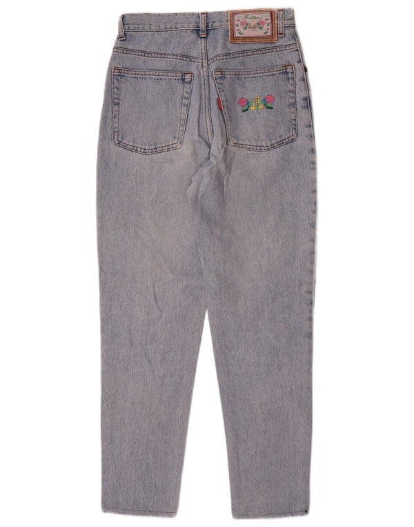 Carino Damen High Waist Tapered Jeans W26 L27 Blau geblümt