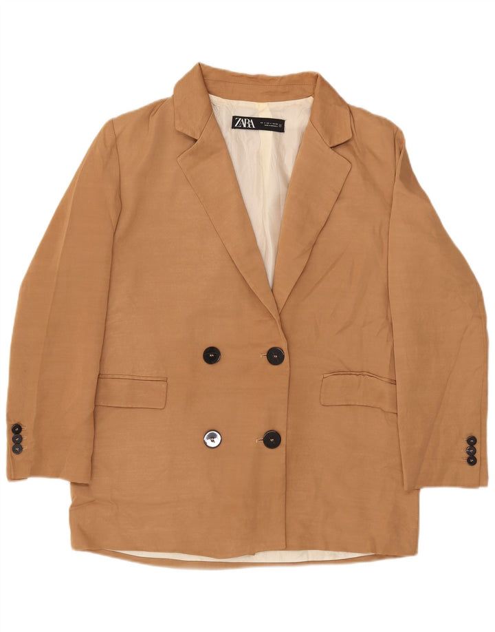 ZARA Damen Übergroße zweireihige Blazerjacke UK 10 Small Beige