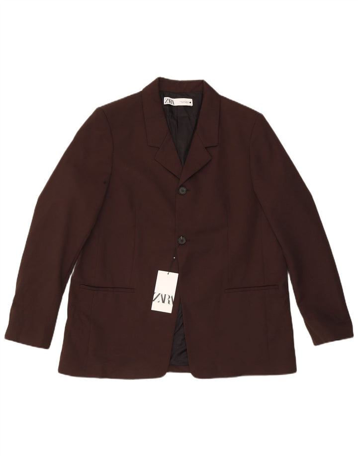 Zara Damen 2-Knopf-Blazerjacke UK 18 XL Braunes Polyester