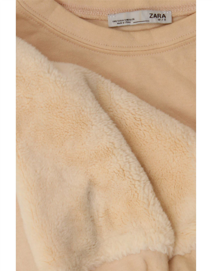 Zara Damen Crop Oversized Sweatshirt Pullover UK 10 Small Off White