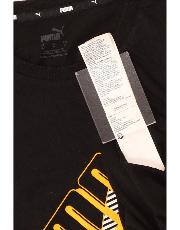 Puma Herren T-Shirt mit Grafik, groß, aus schwarzer Baumwolle