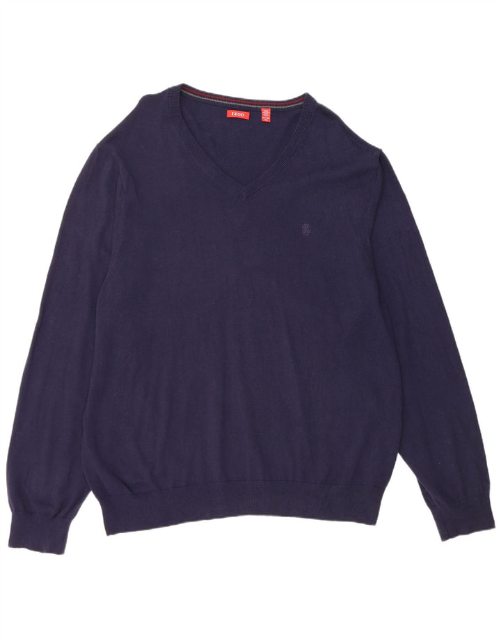 IZOD Herren-Pullover mit V-Ausschnitt, 2XL, Marineblau, Baumwolle