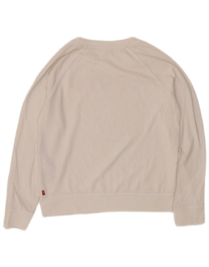 LEVI'S übergroßer Damen-Sweatshirt-Pullover, UK 10, Größe S, weiße Baumwolle