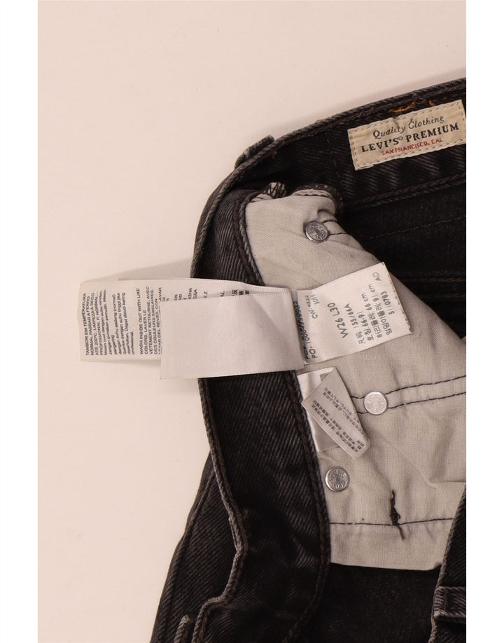 Levi's Herren 501 Straight Jeans W26 L30 Schwarze Baumwolle