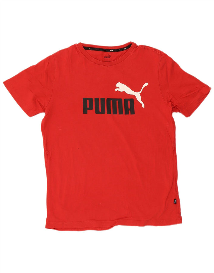 Puma Herren Grafik-T-Shirt-Oberteil aus mittelroter Baumwolle