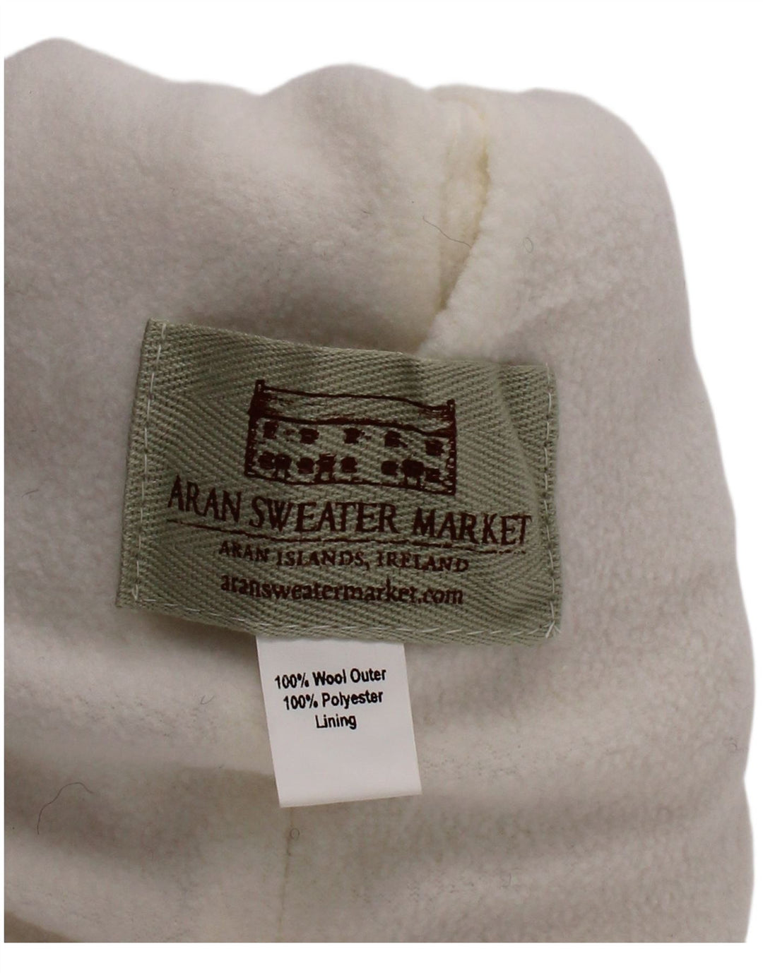 Aran Sweater Market Damen-Strickmütze mit Bommel, groß, aus weißer Wolle