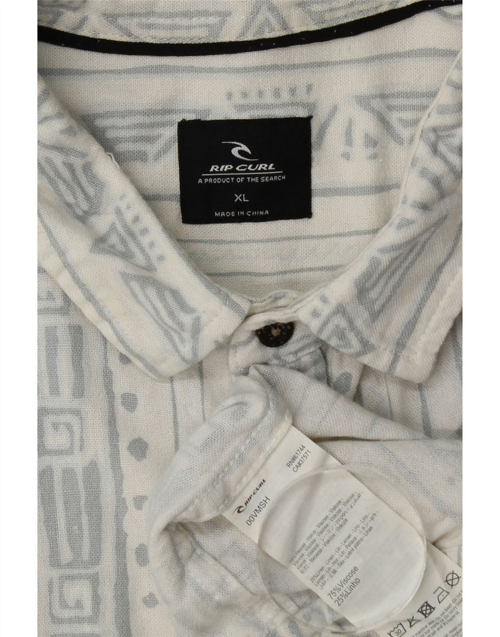 Rip Curl Herren Kurzarmhemd XL Weiße geometrische Viskose