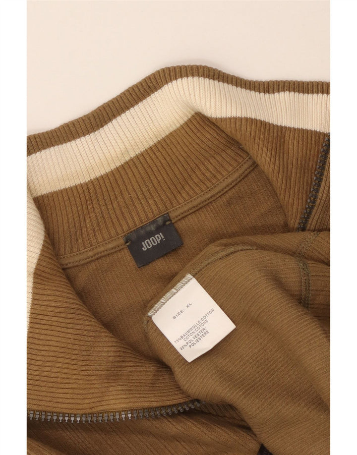 Joop Herren-Pullover mit Reißverschluss am Hals, XL, braune Baumwolle