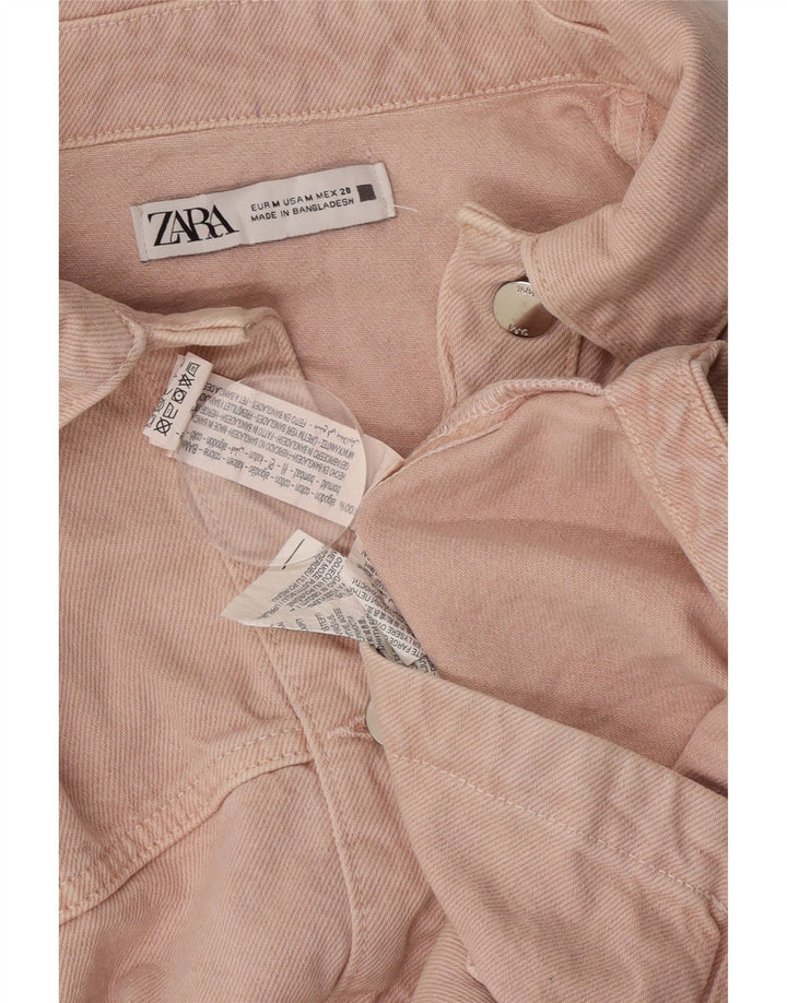 Zara Damen Übergroße Jeansjacke UK 14 Mittelrosa Baumwolle