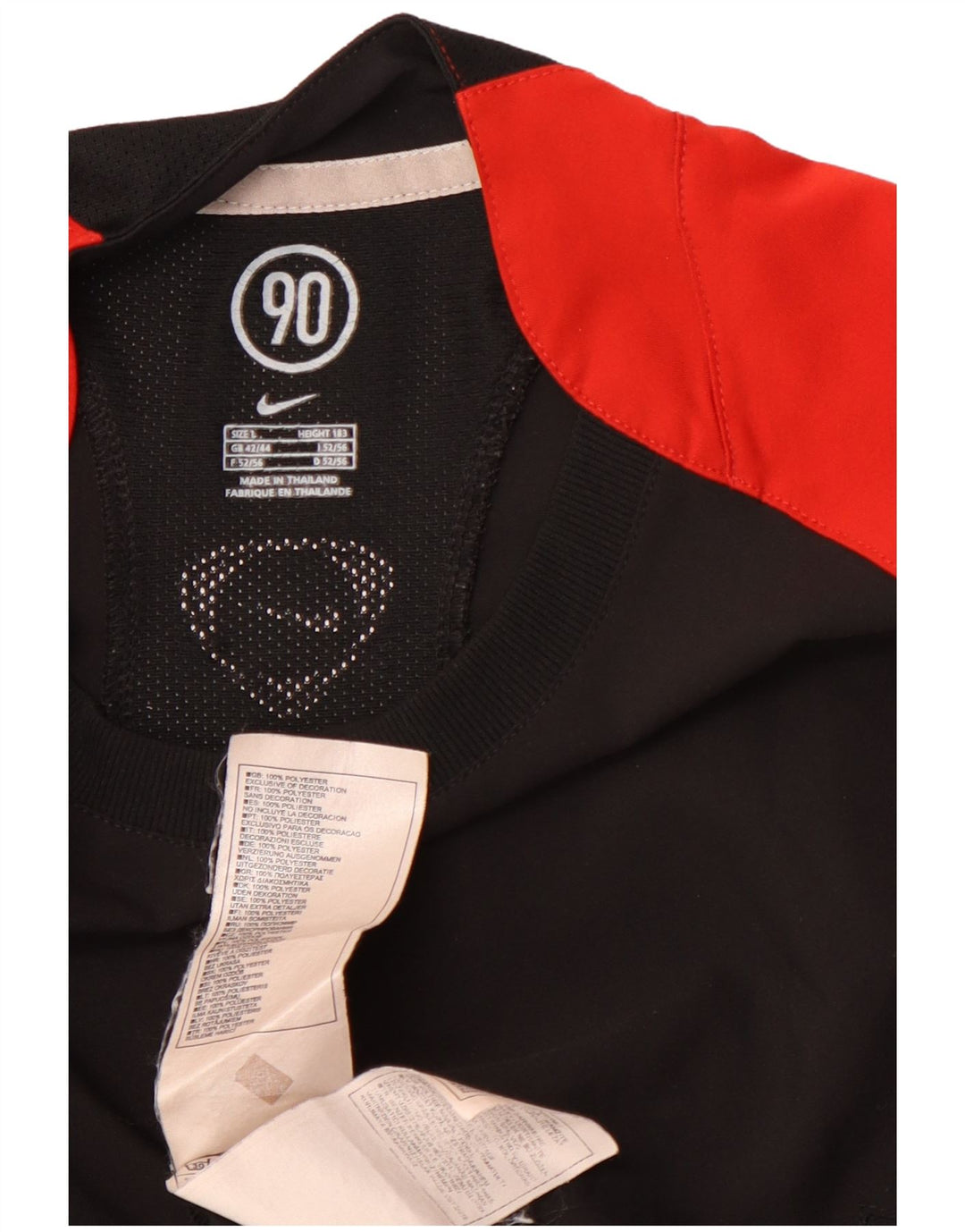 NIKE Herren Dri Fit T-Shirt Top UK 42/44 Großes schwarzes Colourblock-Polyester