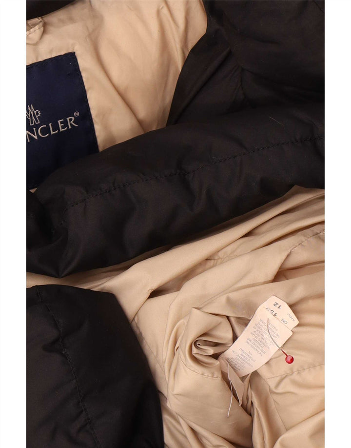 Moncler Wattierte Jacke mit Kapuze für Mädchen, 11–12 Jahre, schwarzes Polyester