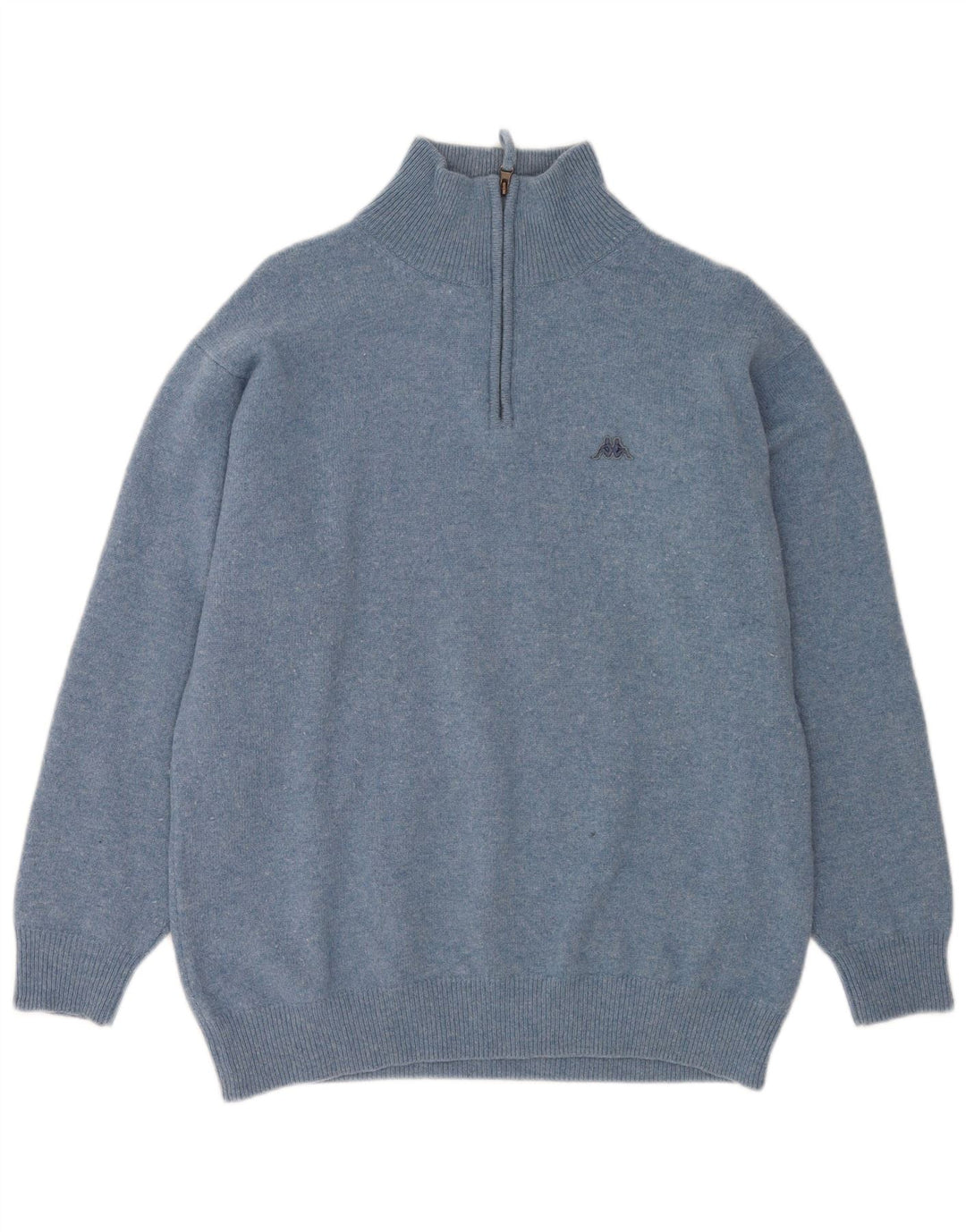 Kappa Herren-Pullover mit Reißverschluss am Hals, 2XL, blau gefleckte Schurwolle