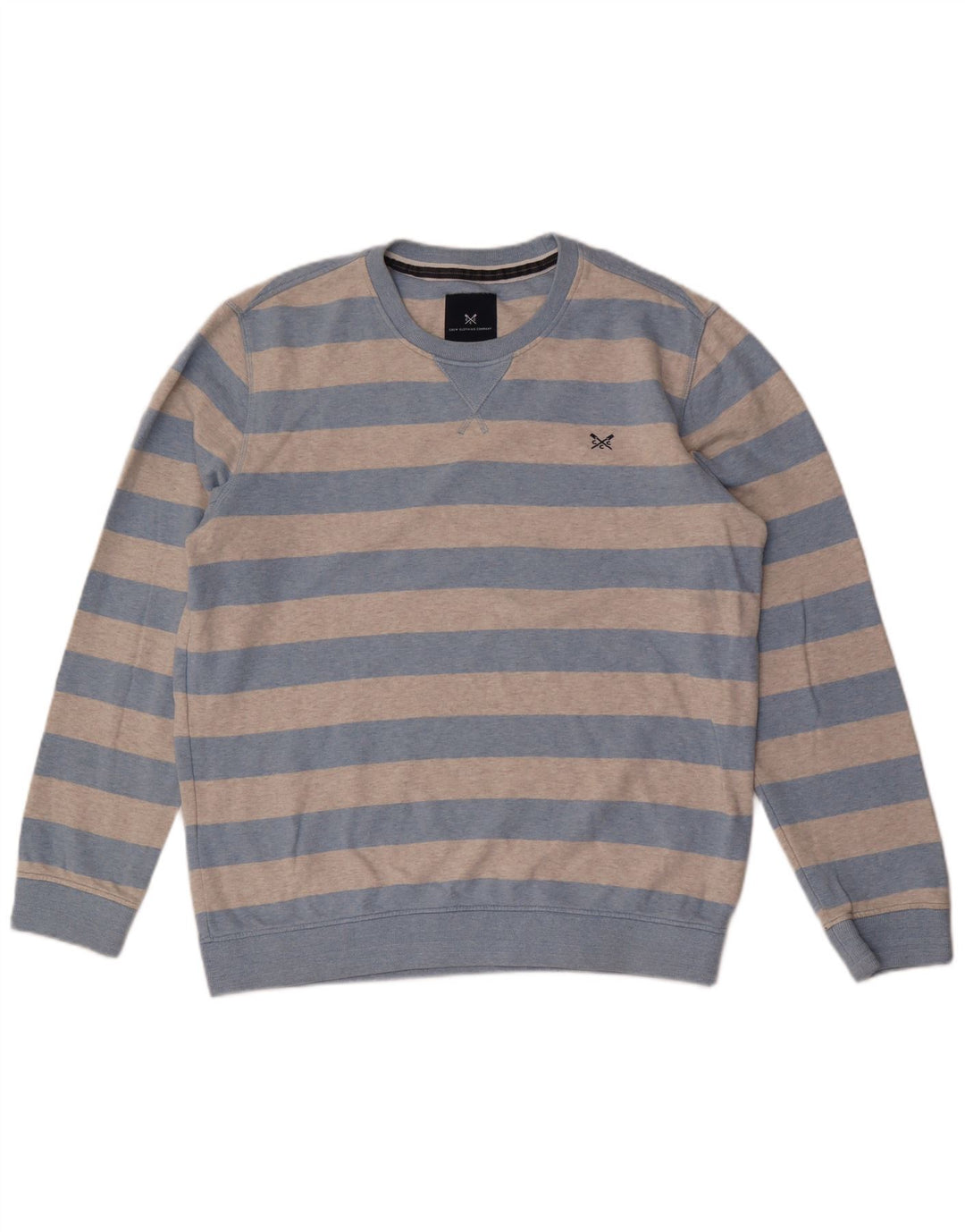 CREW CLOTHING Herren-Sweatshirt, Pullover, groß, grau gestreift, Baumwolle