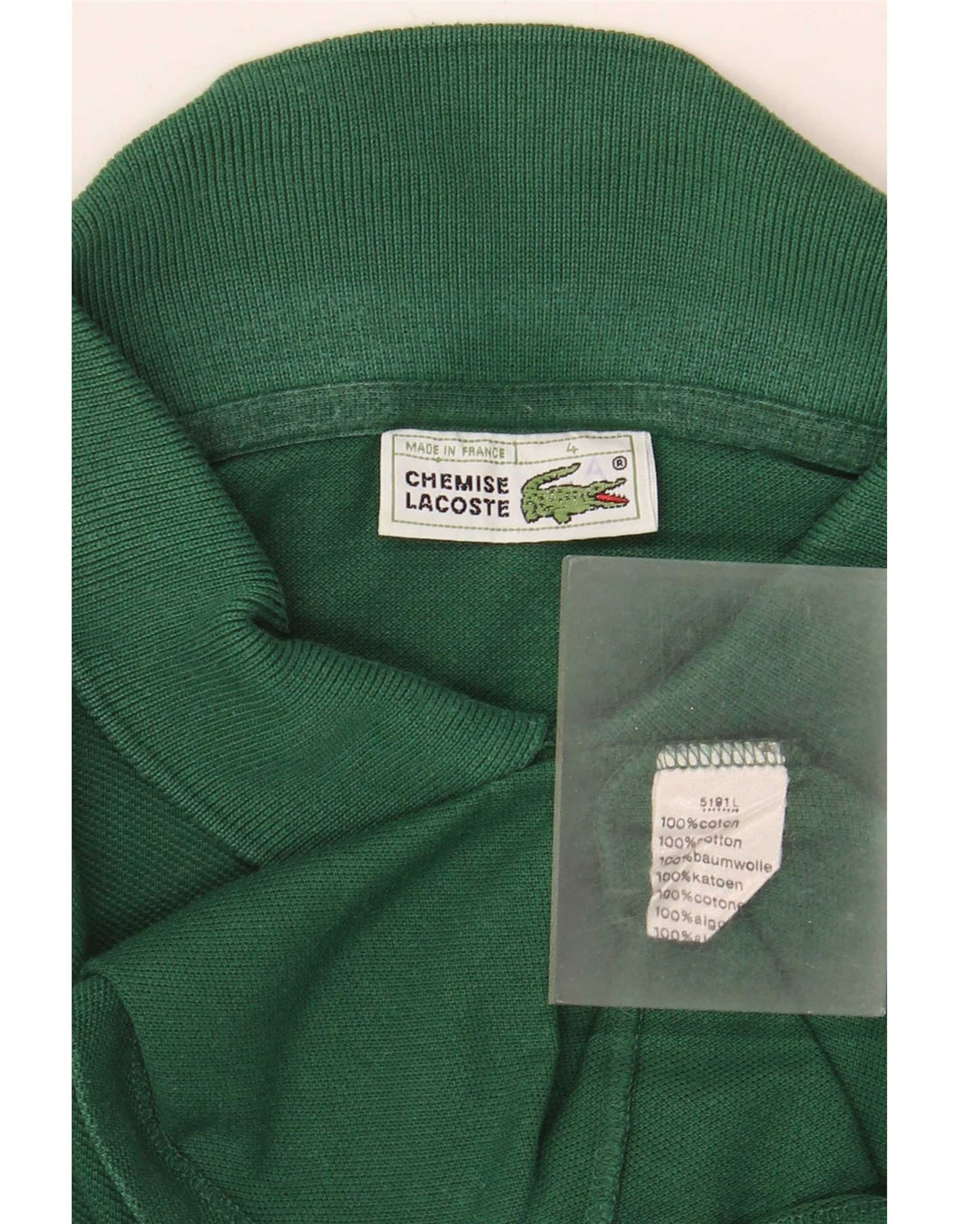 Lacoste Herren-Langarm-Poloshirt, Größe 4, mittelgrüne Baumwolle