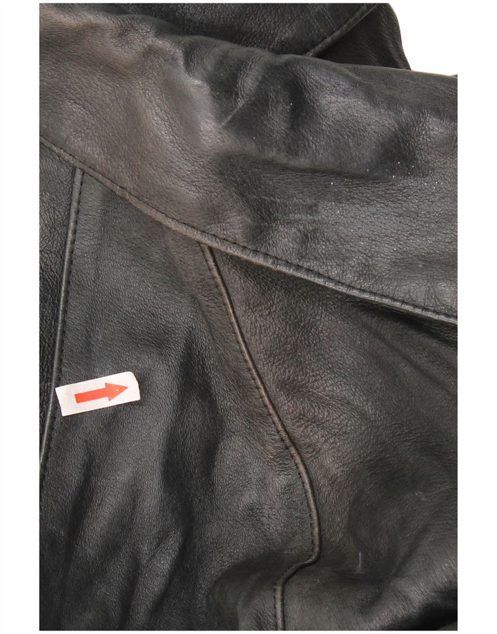 Vintage Damen übergroße zweireihige Jacke IT 42 Mittelschwarzes Leder