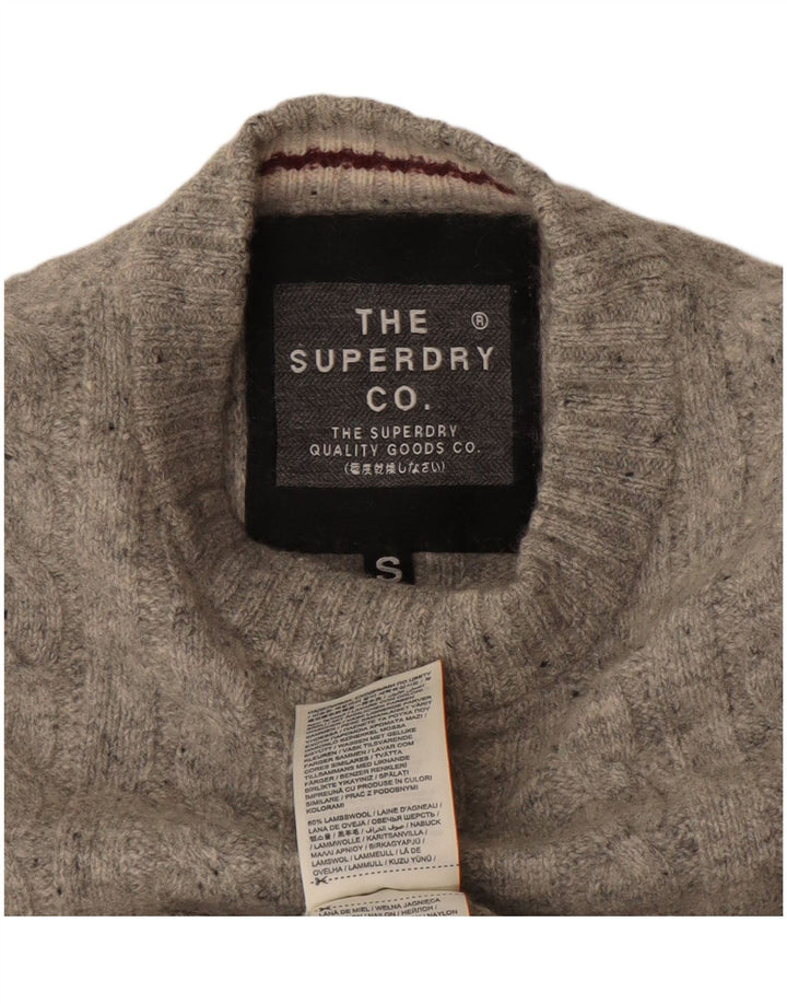 Superdry Damen-Pullover mit Rundhalsausschnitt, UK 10, Größe S, graue Wolle
