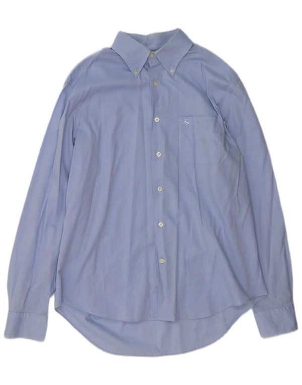 Fay Herrenhemd Größe 44 17 1/2 XL Blaue Baumwolle