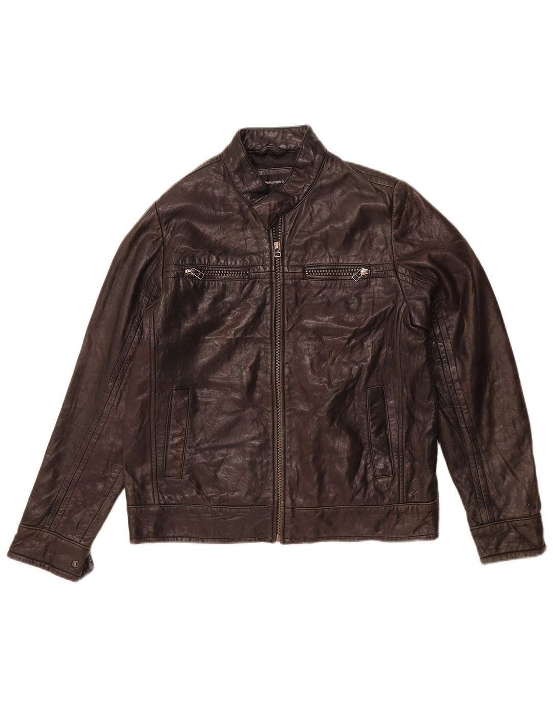 Marks & Spencer Jungen-Autograph-Lederjacke, 13–14 Jahre, schwarzes Leder