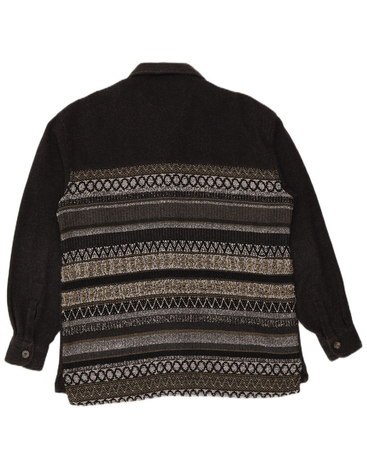 Vintage Herren Flanellhemd groß grau geometrisch