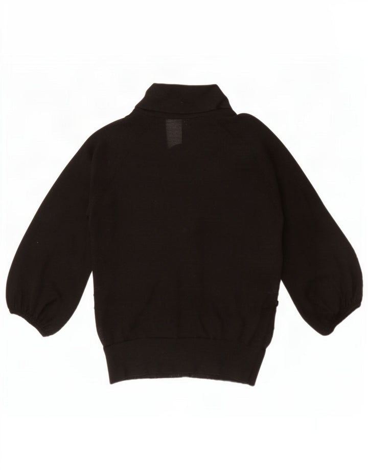 Ted Baker Damen-Strickjacke mit 3/4-Ärmeln, Größe 2, klein, schwarz, geblümt
