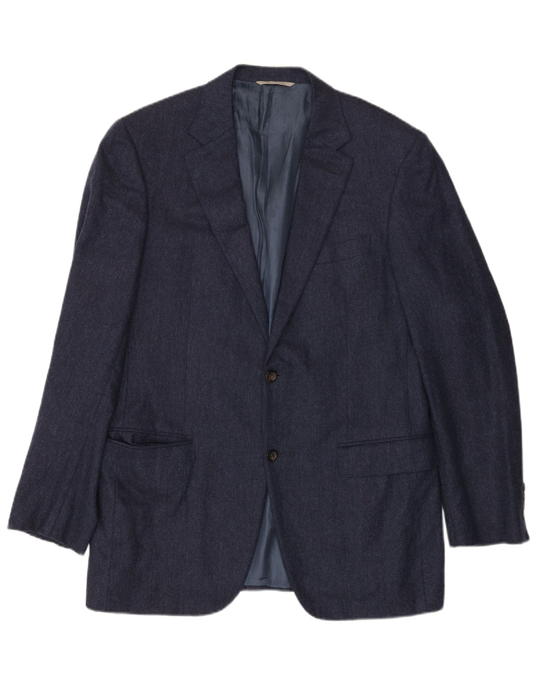 CANALI Herren-Blazer mit 2 Knöpfen, IT 52 XL, Marineblau, Fischgrätenmuster, Kaschmir