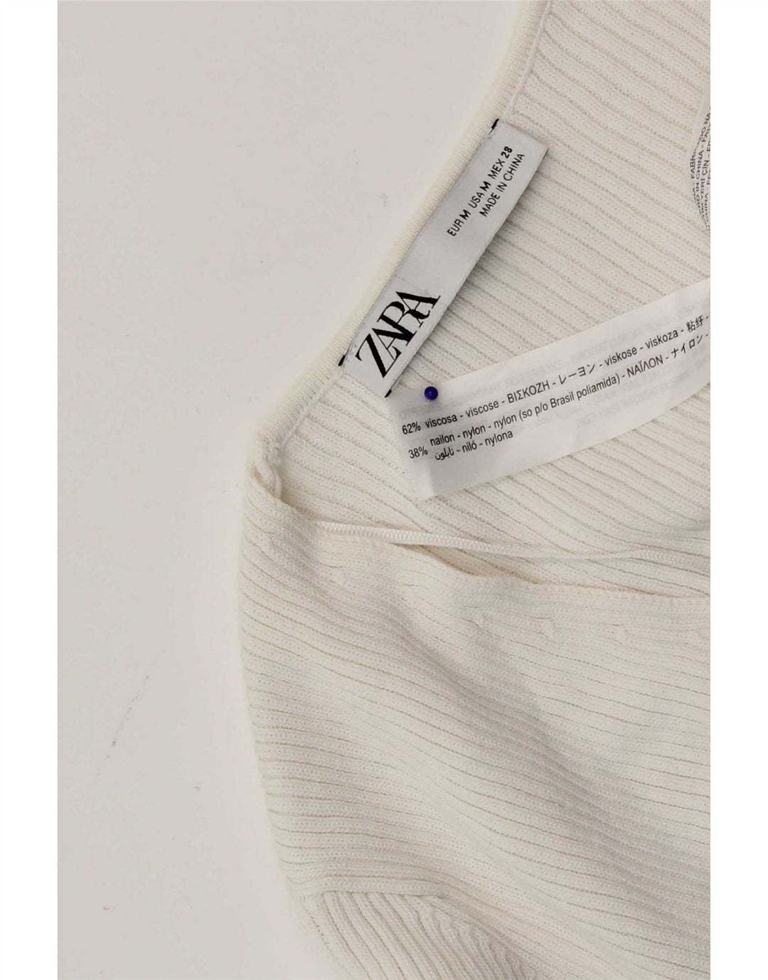 Zara Damen Crop Cardigan Pullover UK 12 Mittelweiße Viskose