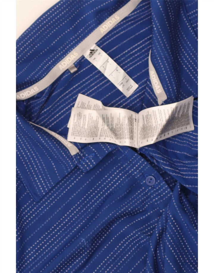 Adidas Damen Kurzarm-Poloshirt, groß, blau gestreift, Polyester