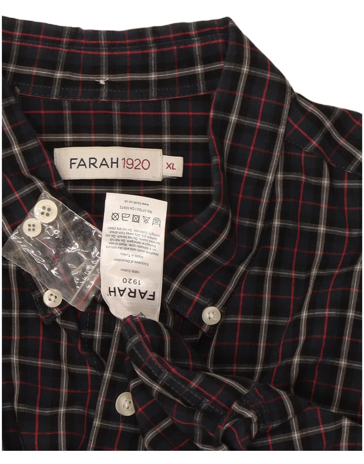 Farah Herrenhemd XL, marineblau, kariert, Baumwolle