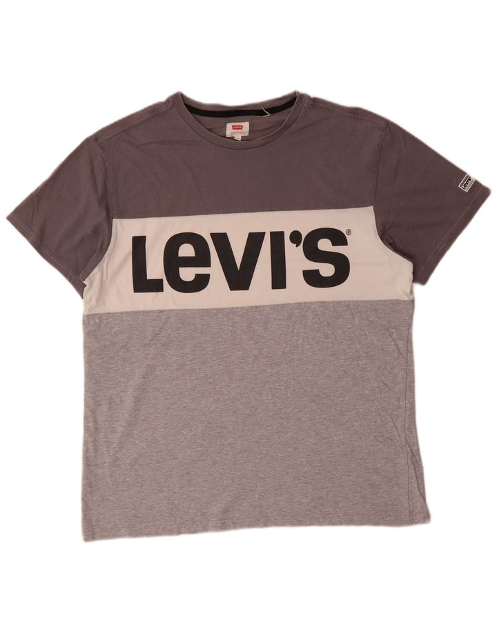 LEVI'S Herren-T-Shirt mit Grafik, Mittelgrau, Farbblock