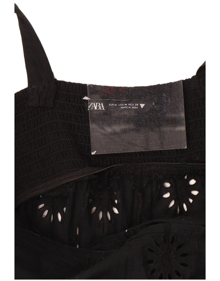 Zara Damen Ärmelloses Maxikleid UK 12 Medium Schwarz