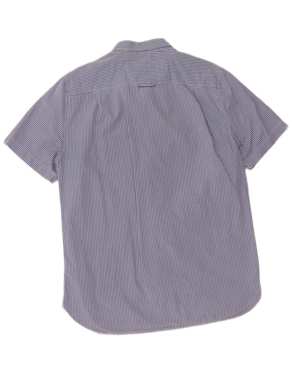 Superdry Herren-Kurzarmhemd XL, blau kariert, Baumwolle