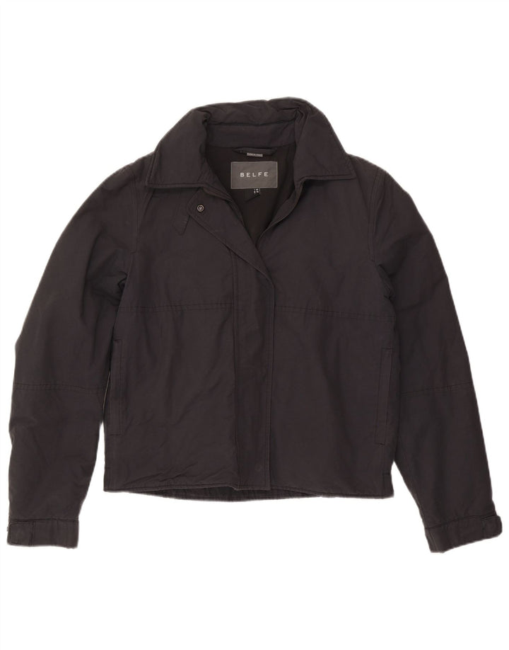 Belfe Damen Bomberjacke UK 8 Small Schwarze Baumwolle