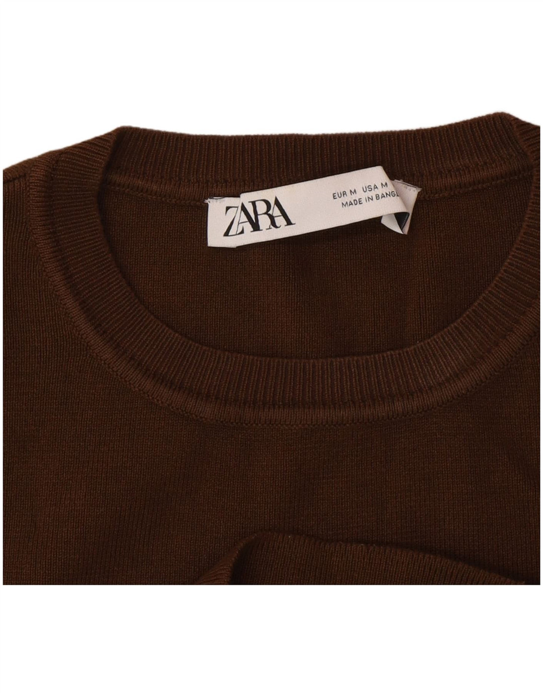 Zara Damen Ärmelloses Crop Top UK 12 Mittelbraune Viskose