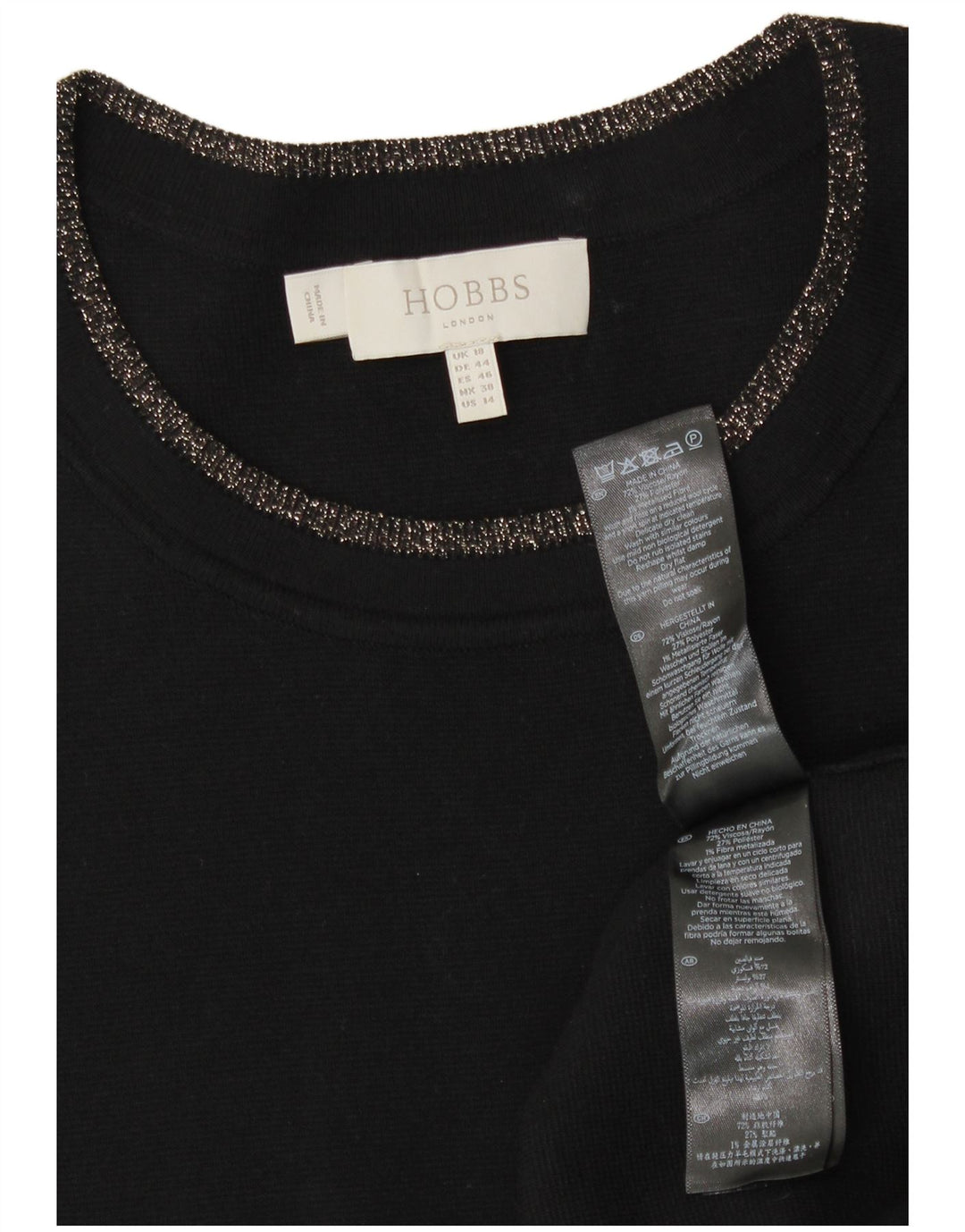 Hobbs Damen Pulloverkleid UK 18 XL Schwarze Viskose