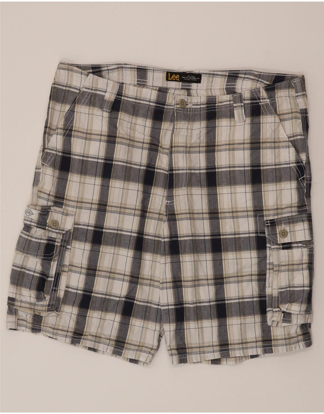 Lee Herren Cargoshorts W40 XL weiß karierte Baumwolle