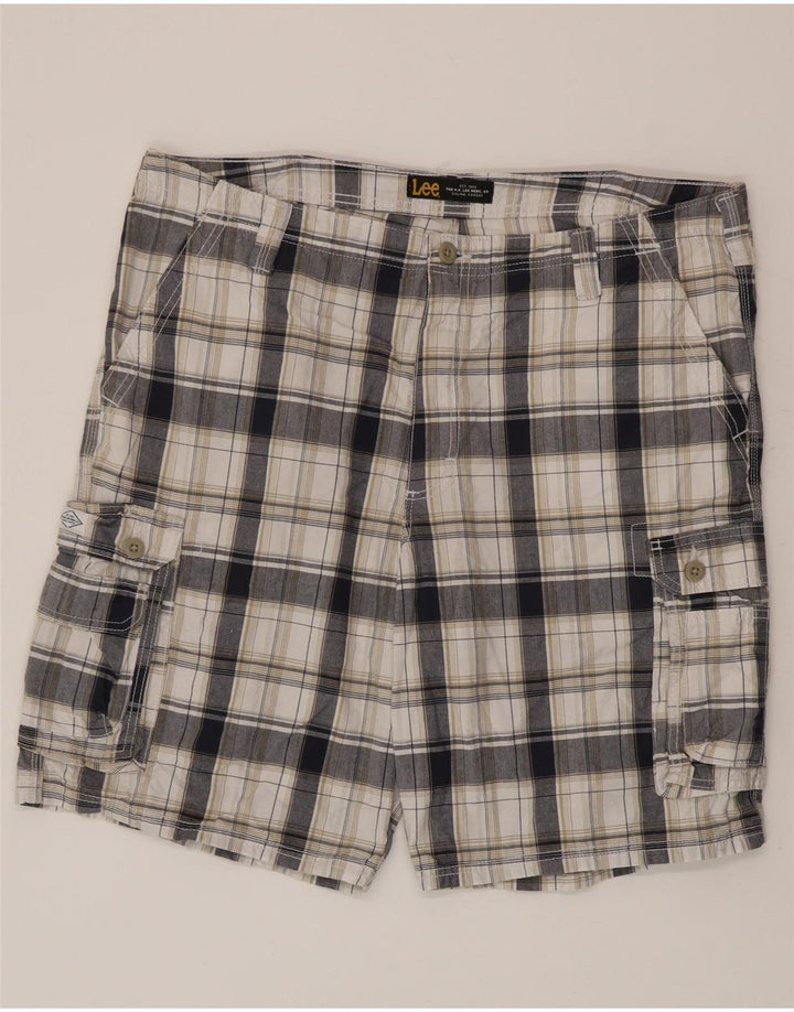 Lee Herren Cargoshorts W40 XL weiß karierte Baumwolle