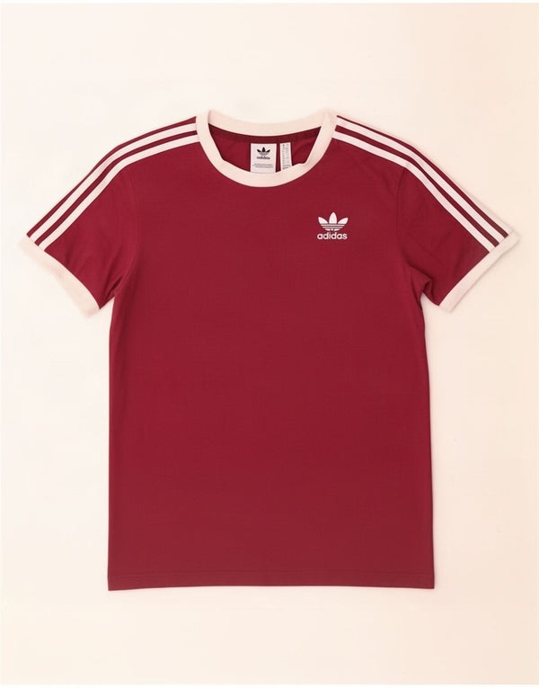 Adidas Damen T-Shirt Top UK 10 Small Rot Baumwolle