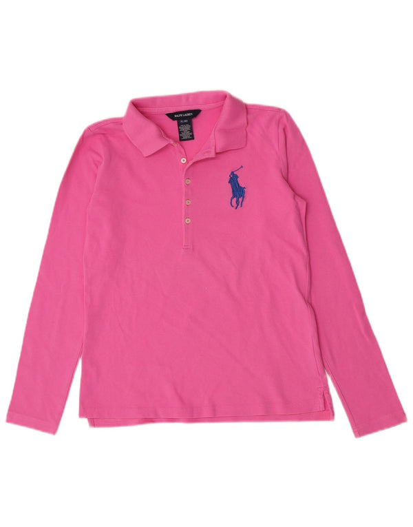 Ralph Lauren Langarm-Poloshirt für Mädchen, 15–16 Jahre, XL, rosa, Baumwolle