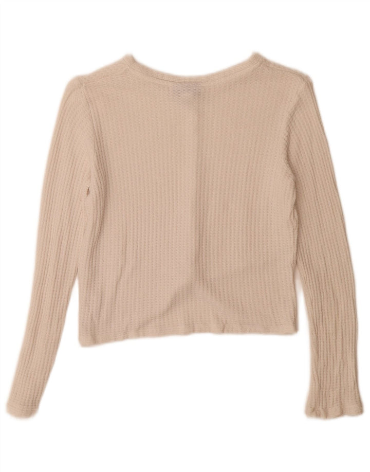Topshop Damen Crop Top Langarm UK 8 Small Weiße Viskose