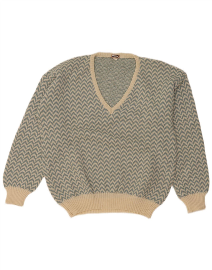 Master Damen-Pullover mit V-Ausschnitt, UK 14, Mittelblauer Chevron