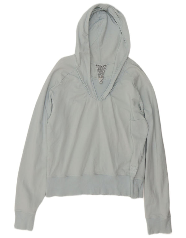 Freddy Damen Kapuzenpullover UK 16 Große blaue Baumwolle