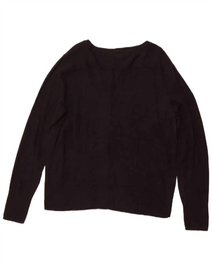 EDDIE BAUER Damen-Cardigan-Pullover UK 16 Große schwarze Baumwolle
