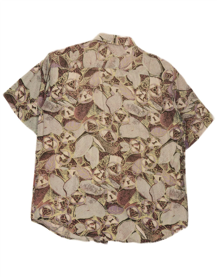 Vintage Herren Kurzarmhemd Medium Mehrfarbig Blumen Viskose