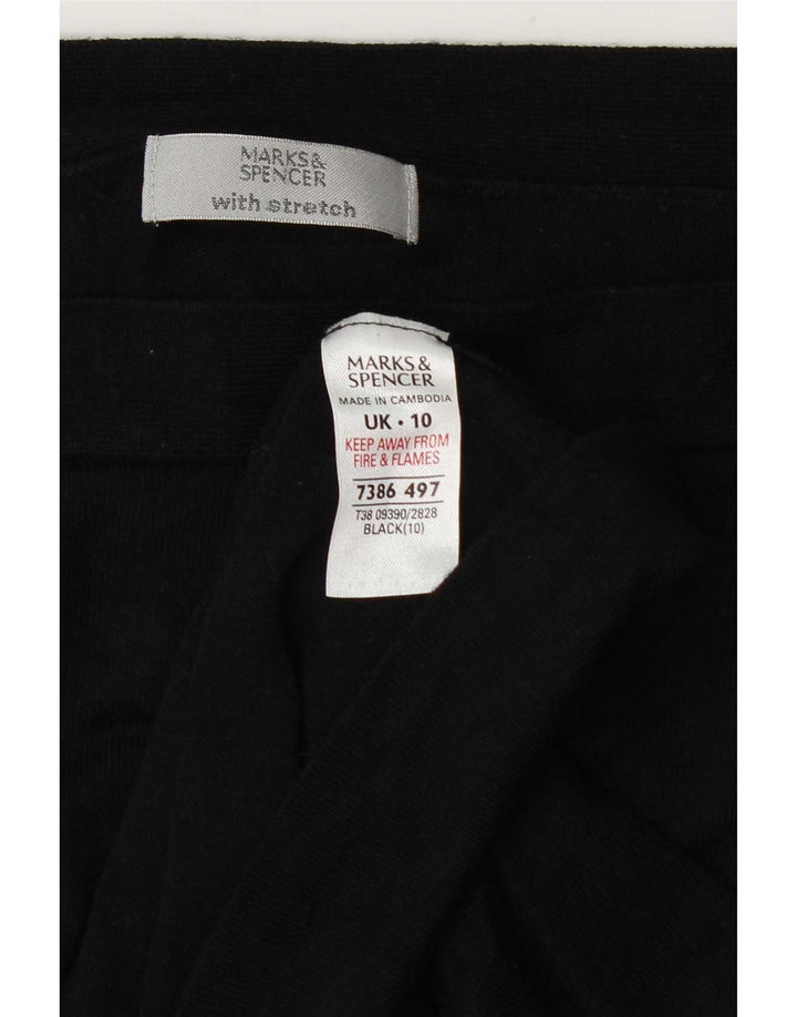 Marks & Spencer Damen Lash Top 3/4 Ärmel UK 10 Small Schwarze Viskose
