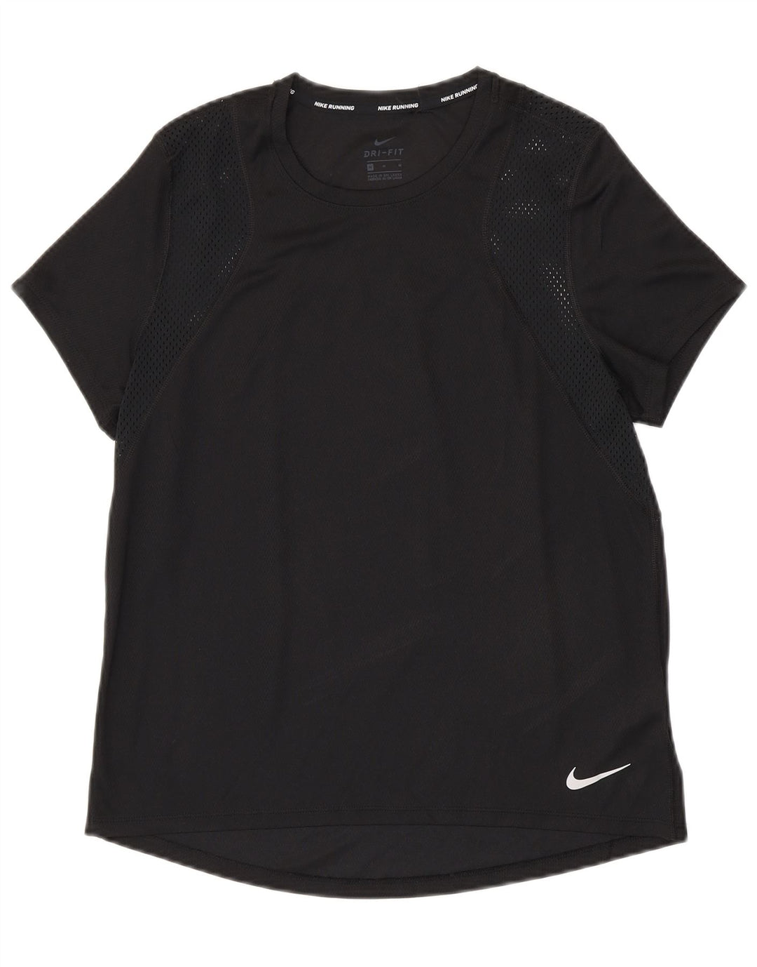 NIKE Damen Dri Fit T-Shirt Top UK 14 Medium Schwarz Polyester