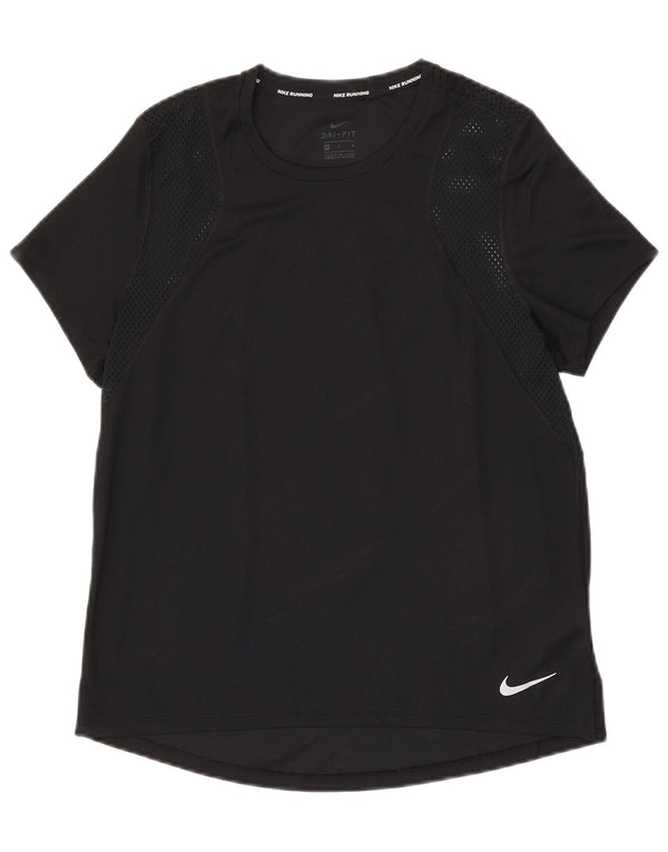 NIKE Damen Dri Fit T-Shirt Top UK 14 Medium Schwarz Polyester