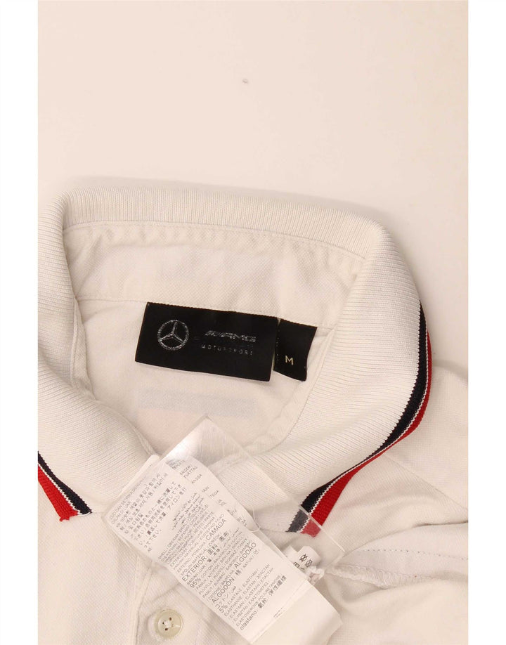Vintage Herren-Poloshirt mit Grafik, mittelweiß, gestreift, Baumwolle